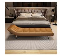 Banc de Chambre Banc d'extrémité de lit, Banc rembourré en Cuir PU, Long capitonné Moderne, d'entrée Fausse Fourrure avec Pieds métal(Orange,1.5m)