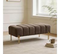 Banc de Chambre Rembourré en Tissu Bou anc d'Entrée Effet Piano | Grand Banc en Laine d'Agneau avec Pieds Robustes en Acier pour Dressing, Vestiaire et Salon(Coffee,60cm/23.6in)