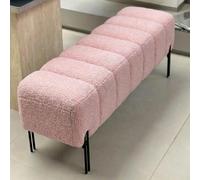 Banc de Chambre Rembourré en Tissu Bou anc d'Entrée Effet Piano | Grand Banc en Laine d'Agneau avec Pieds Robustes en Acier pour Dressing, Vestiaire et Salon(Pink,80cm/31.5in)