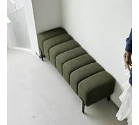 Banc de Chambre Rembourré en Tissu Bou anc d'Entrée Effet Piano | Grand Banc en Laine d'Agneau avec Pieds Robustes en Acier pour Dressing, Vestiaire et Salon(Army Green,140cm/55.1in)