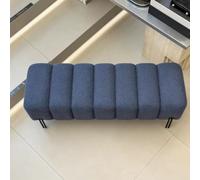 Banc de Chambre Rembourré en Tissu Bou anc d'Entrée Effet Piano | Grand Banc en Laine d'Agneau avec Pieds Robustes en Acier pour Dressing, Vestiaire et Salon(Gray-Blue,80cm/31.5in)