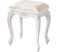 Banc de coiffeuse chic vintage sculpté, tabouret de maquillage de style victorien, chaise de coiffeuse en velours doré en peluche pour chambre à coucher et salon, décoration florale en velours B 40 x