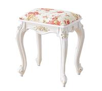 Banc de coiffeuse vintage victorien sculpté chic rembourré pour maquillage et habillage - Chaise élégante pour chambre à coucher et salon avec coussin en velours à fleurs de 43,2 cm de hauteur