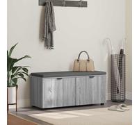 Banc de couloir avec coussin et étagère Sonoma gris 100 x 38 x 46 cm, banc rembourré avec espace de rangement, bois et tissu, banc à chaussures pour couloir, vestiaire, entrée, salon