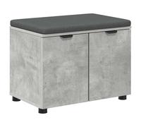 Banc de couloir avec coussin gris béton 60 x 38 x 46 cm en bois avec espace de rangement, étagère et porte, banc rembourré pour couloir, couloir, vestiaire, entrée, salon