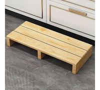 Banc de fleurs d'extérieur robuste en bois 1 marche - Pas de montage nécessaire, parfait pour la décoration de jardin et de salle de bain - Marchepied en bois verni (80 x 30 x 15 cm)