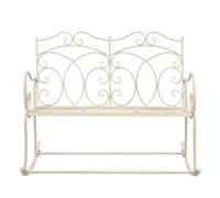 Banc de Jardin 104 cm Fer Forgé Blanc que | Fer forgé durable,siège à bascule large,110 kg par siège,assemblage facile,porche cour terrasse