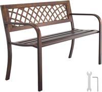 Banc de jardin 116 cm - Bancs de jardin avec capacité de charge de 250 kg - Banc de terrasse avec cadre métallique en acier au carbone - Banc de balcon avec motif de filet PVC & accoudoirs - Banc de t