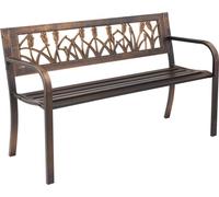 Banc de jardin 127cm - Banc de meubles de jardin avec capacité de charge de 250kg - Banc de terrasse avec cadre métallique en acier au carbone - Banc de balcon avec motif floral en PVC - Accoudoirs av