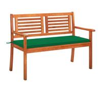 banc de jardin 2 places avec garniture verte 120 cm en bois d'eucalyptus