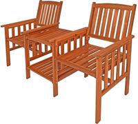 Banc de jardin 2 places bois d'acacia extérieur avec table support et accoudoirs fauteuil jardin balcon