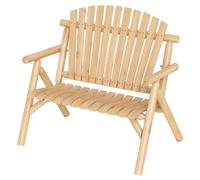 Banc de jardin 2 places COSTWAY en bois, banc en bois résistant aux intempéries, banc avec accoudoirs, banc de balcon pouvant supporter jusqu'à 300 kg, banc de terrasse, banc de parc naturel