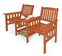Banc de jardin 2 places bois d'acacia extérieur avec table support et accoudoirs fauteuil jardin balcon