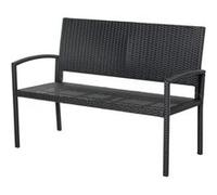 Outsunny Banc de jardin 2 places style cosy chic résine tressée 4 fils imitation rotin métal noir