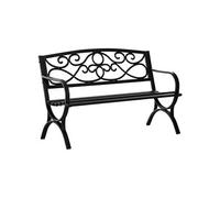 Outsunny – Banc de jardin 2 places – Dossier incliné, assise à lattes, acier noir 128×58,5×85 cm