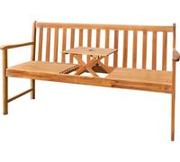 Banc de jardin 2en1 avec table intégrée en acacia - env. 150 x 90 x 60 cm - Banc en bois 3 places