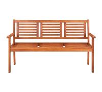 banc de jardin 3 places avec support 150 cm en bois massif d'eucalyptus