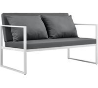 Banc de jardin 70 x 114 x 60 cm Canapé de jardin Banc de parc Banc Lounge Fer blanc / gris clair