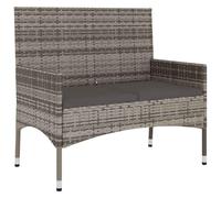Banc de Jardin à 2 Places avec Coussins Gris Résine Tressée