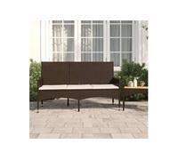 vidaXL Banc de jardin 3 places avec coussins Marron Poly rotin