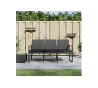vidaXL Banc de jardin 3 places avec coussins Gris foncé Rotin PP