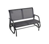 Banc de jardin à bascule 2 places en métal, mobilier de jardin 120x70x85cm, gris
