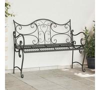 Banc de jardin vidaXL 2 places 114 x 56,5 x 90 cm en acier blanc antique