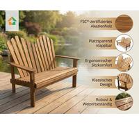 Banc de jardin Adirondack 2 places en bois d'acacia, env. 125 x 80 x 94 cm – Marron