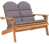 Banc de jardin Adirondack avec coussins 126 cm bois massif acacia