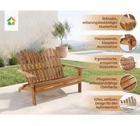 Banc de jardin Adirondack pliable 2 places en acacia, env. 125 x 80 x 94 cm