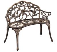casa.pro Banc de Jardin Design Classique Romantique pour Jardin Terasse Patio Extérieur Résistant aux Intempéries Fonte Aluminium 99 x 54 x 78 cm Bronze