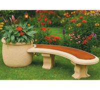 Banc de jardin Art nouveau Casa Padrino avec pot de fleurs, beige/marron, 217 cm - Fabriqué en Italie
