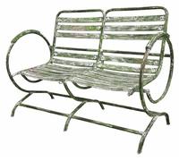 Banc de jardin Art nouveau en fer forgé Casa Padrino, vert antique, 100 cm - Mobilier de jardin