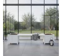 Banc de jardin avec 2 bacs à fleurs Banc de jardin 2en1 Bac à fleurs Banc en bois blanc