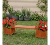 Banc de jardin avec 2 bacs à fleurs Banc de jardin 2en1 Bac à fleurs Banc en bois brun