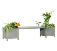 Banc de jardin avec 2 bacs à fleurs Banc de jardin 2en1 Bac à fleurs Banc en bois gris