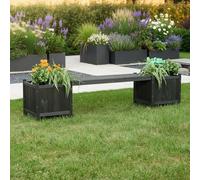 Banc de jardin avec 2 bacs à fleurs Banc de jardin 2en1 Bac à fleurs Banc en bois noir