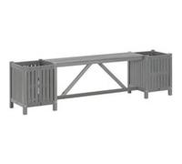 vidaXL Banc de jardin 150 cm avec 2 bacs à plantes Bois massif acacia gris