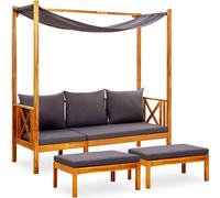 Banc de jardin avec auvent et repose-pieds Bois d'acacia solide