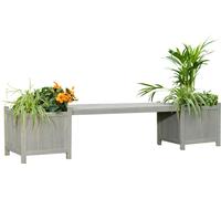 Banc de jardin avec bacs à fleurs en bois gris Banc avec bacs à fleurs