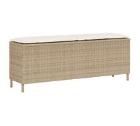 vidaXL Banc de jardin avec coussins Beige 110x30x40,5 cm Poly rotin
