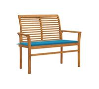 vidaXL Banc de jardin en bois massif de teck 112 cm – revêtement bleu