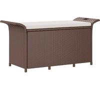 Banc de jardin avec coussin marron 116x46x57 cm résine tressée