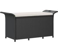 Banc de jardin avec coussin noir 116x46x57 cm résine tressée