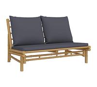 vidaXL Banc de jardin avec coussins gris foncé en bambou