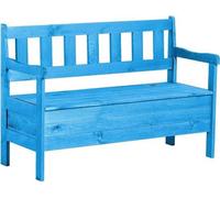 Banc de jardin avec espace de rangement - Banc d'extérieur - Pour jardiner et se détendre - Panneau en fibres de bois résistant à l'eau - Largeur : 120 cm - Couleur : bleu