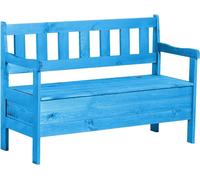 Banc de jardin avec espace de rangement - Banc d'extérieur - Pour jardiner et se détendre - Panneau en fibres de bois résistant à l'eau - Largeur : 120 cm - Couleur : bleu