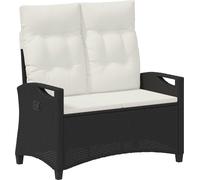 Banc de jardin avec oreiller Noir et Crème 105 x 60 x 112 cm