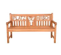 Banc de jardin « Platzhirsch » en teck huilé, 150 cm, 3 places, avec tête de cerf