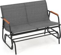 Banc de jardin - Banc à bascule avec fonction de glisse - Assise en tissu respirant - Structure métallique - Pour balcon, terrasse, jardin - Montage nécessaire - Gris clair